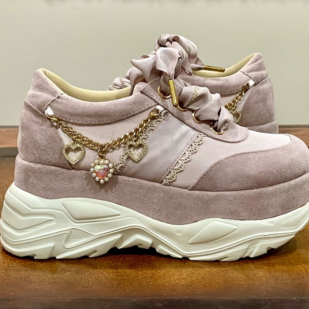 Liz Lisa Pink Side Charm Platform Sneakers Ribbon Lolita Kawaii Jeweled Jfashion - Picture 8 of 16